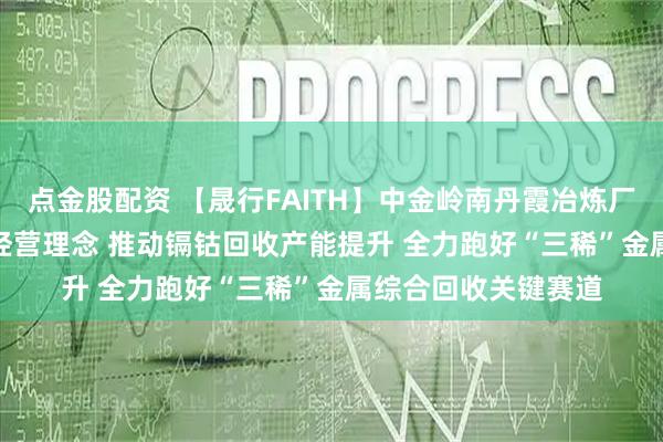 点金股配资 【晟行FAITH】中金岭南丹霞冶炼厂：深入践行FAITH经营理念 推动镉钴回收产能提升 全力跑好“三稀”金属综合回收关键赛道